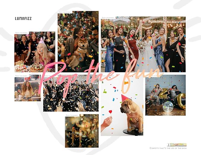 12 Inch Confetti Biodegradable [6 Pack] Confetti Cannons | Multicolor Confetti Poppers for Wedding,Birthday Party Christmas Eve and and New Year Celebration