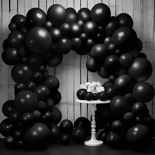 Katchon, Black Balloon Arch Kit - 120 Pcs, | Party Balloons Different Sizes 18, 12, 10, 5 Inches | Metallic Balloons for Black Party Decorations, Anniversary, Bachelorette, New Years Decorations 2026