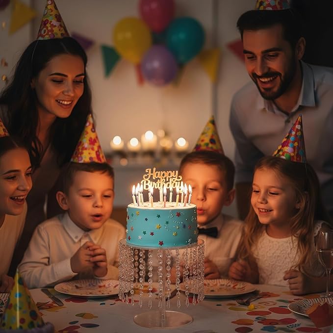 Cake Stands for Party, Clear Acrylic Cake Stand for Dessert Table, 12.2in Round Crystal Cake and Cupcake Stand for Wedding Birthday Party Event Decorations