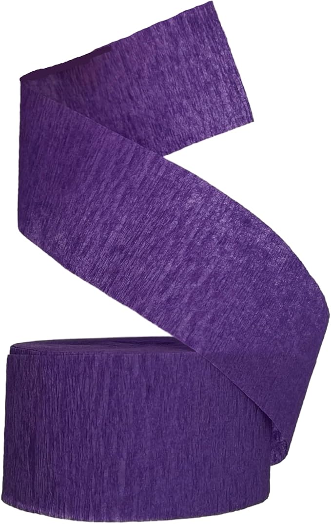 K-Kraft USA-Made Hanging Decorative Crepe Paper Streamers for Birthday, Party, Holiday, School, Wedding, Shower, or Graduation (Purple and Gold Yellow, 2 Rolls Each)