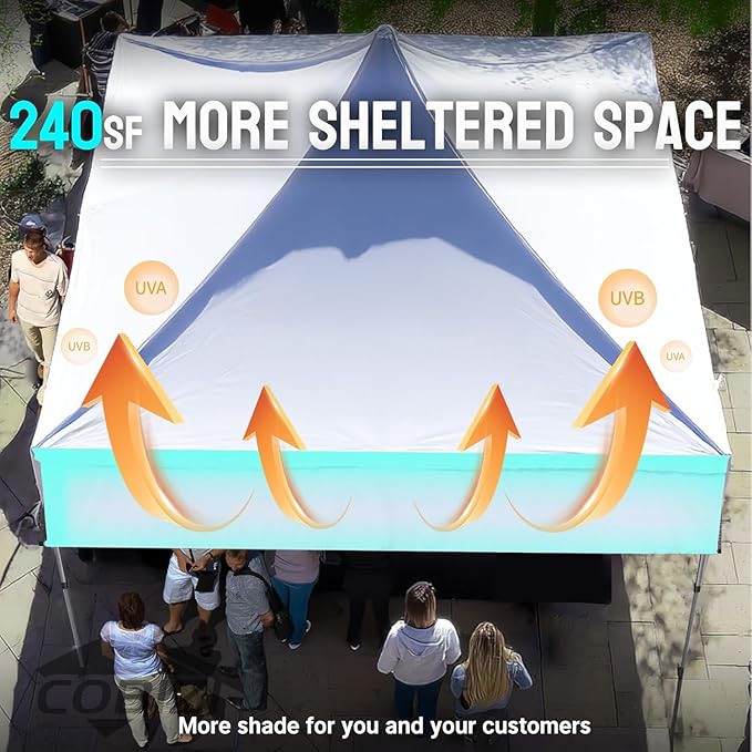 COBIZI 10x20 Pop Up Canopy Tent Heavy Duty with Awning, Outdoor Commercial Canopy with Sidewalls, Waterproof UPF 50+ All Season, Vendor Tent for Market and Party, Khaki