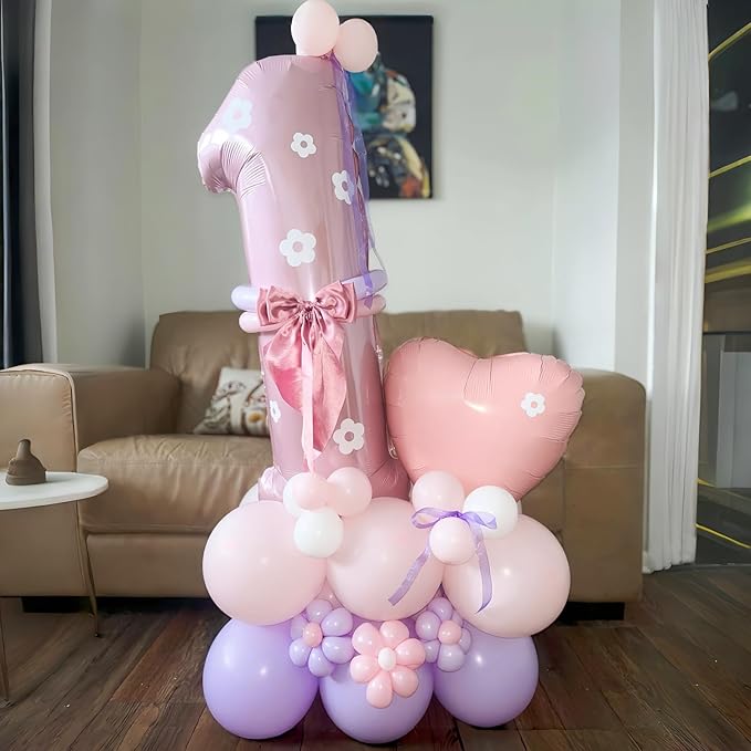 40'' Pink Number 9 Balloon, Self Inflating Foil Light Pink Number Balloons Set 0-9, Pastel Pink Digital 9 Helium Balloon for Girls 9th Birthday Party Decorations Anniversary Supplies