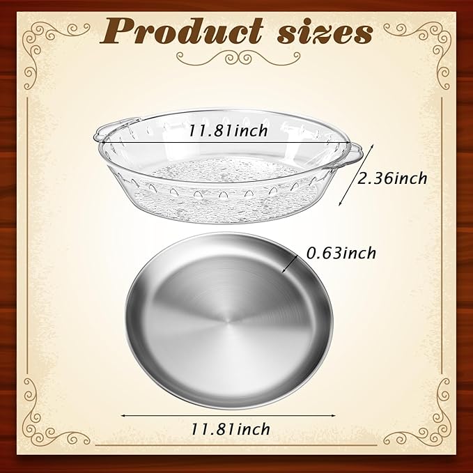 Baderke 3 Set 11.8" Chilled Serving Tray for Parties with Compartments Ice Chilled Party Platter Charcuterie Serving Board Cold Dish Dip for Fruit Seafood Vegetable Shrimp Cocktail (Natural)