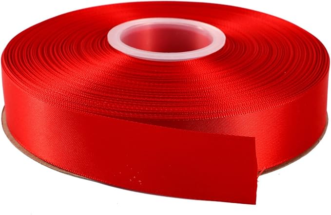 ITIsparkle 1" Inch Double Faced Satin Ribbon 50 Yards-Roll Set for Gift Wrapping Scrap Books Party Favor Hair Braids Baby Shower Decoration Floral Arrangement Craft Supplies, Red Ribbon