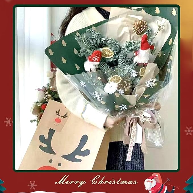 SIWRIOM Christmas Wrapping Paper 7 Pack - Large 29 x 20 Inch Vintage Kraft Gift Wrap Sheets with Holiday Designs (Tree, Snowflake, Reindeer) for Xmas Festive Present Decorations