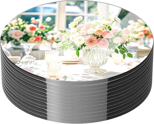 10 Pack Round Mirror Centerpieces for Tables Decorations, 10" Acrylic Circle Mirror Centerpieces Mirror Tray Candle Plate Centerpiece for Wedding Table Decorations Wall Decor (Round, 10inch)