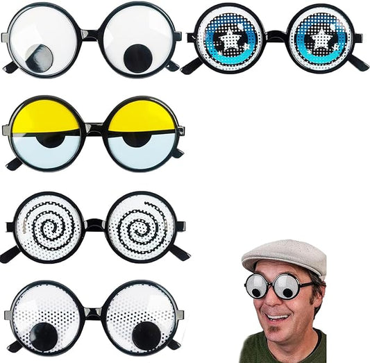 CZFSWT 5PCS Googly Eye Glasses, Funny Glasses, Funny Sunglasses with Moving Eyes, Perfect for Costume Parties, Themed Events, Halloween, Stage Performances and Social Gathering
