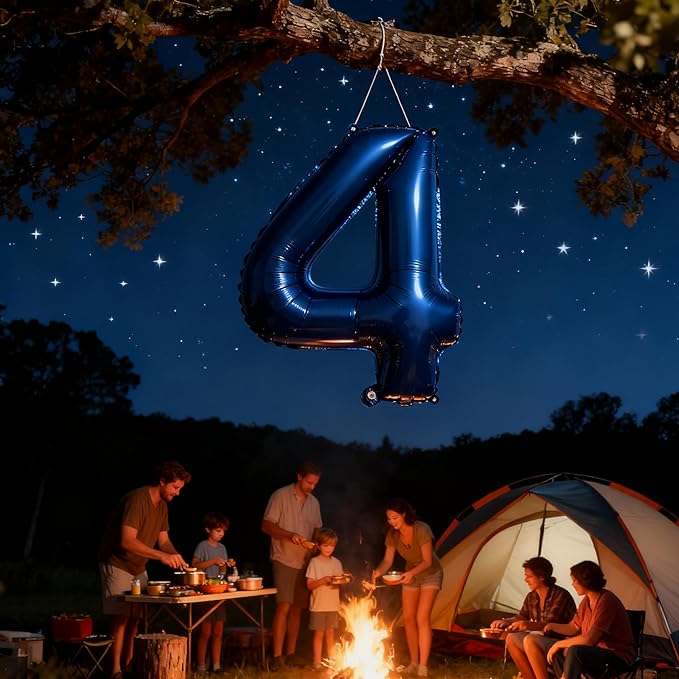 Navy Blue Number 4 Balloons 40 Inch Giant Number Dark Blue 4 Foil Mylar Balloons for 4th Birthday Anniversary Events Party Decorations