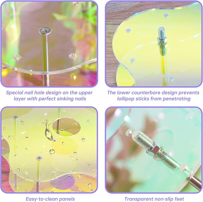 NiHome Acrylic Cake Pop Display Stand, 25 Holes Acrylic Holder Display Stand for Dessert Table Cupcakes Lollipops Candy Weddings Baby Showers Birthday Parties Anniversaries Halloween (Iridescent)