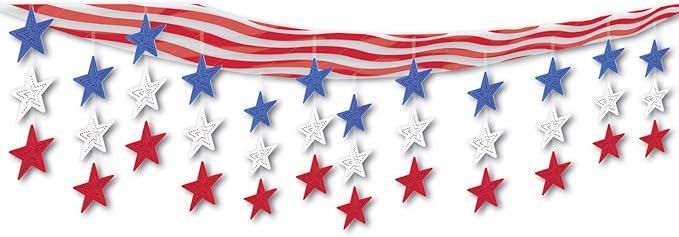 Stars & Stripes Ceiling Decor (red, white, blue) Party Accessory (1 count) (1/Pkg)