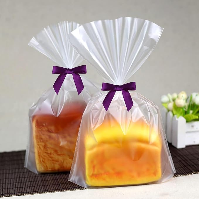 Meseey 100 Pcs 1.5 Inches Premade Craft Bows Self Adhesive Violet Purple Satin Ribbon Bows for Treat Bags Gift Wrapping Basket Wedding Baby Shower Brithday Party(Violet)
