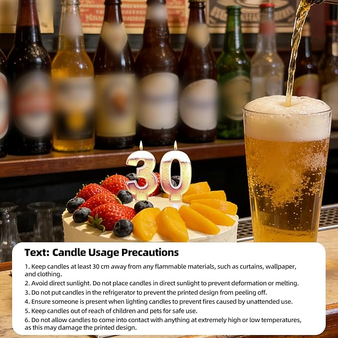 30th Birthday Cake Candles, Beer Themed Cake Numbers Decorations Funny Party Topper Supplies for Men Beer Lover Birthday Celebration Gifts (30)