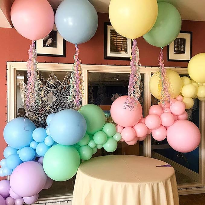 36 Inch Giant Latex Balloons, Neo LOONS Pastel Light Peach Rainbow Balloons Large Macaron Balloons for Birthdays Weddings Receptions Festival Party Decoration, Pack of 5 Pcs