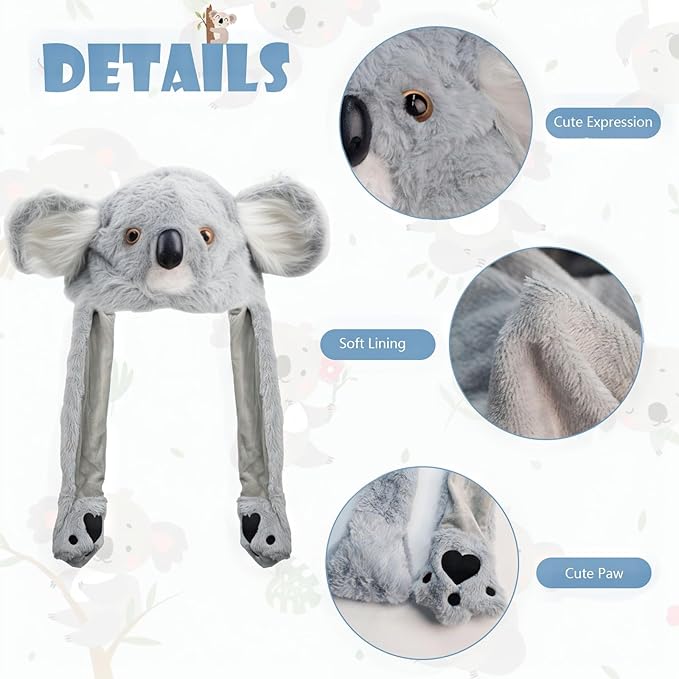Animal Hat with Funny Plush Moving Ears,Crazy Hats for Kids Holiday Cosplay Easter Dress Up Cute Hat Kids Gift