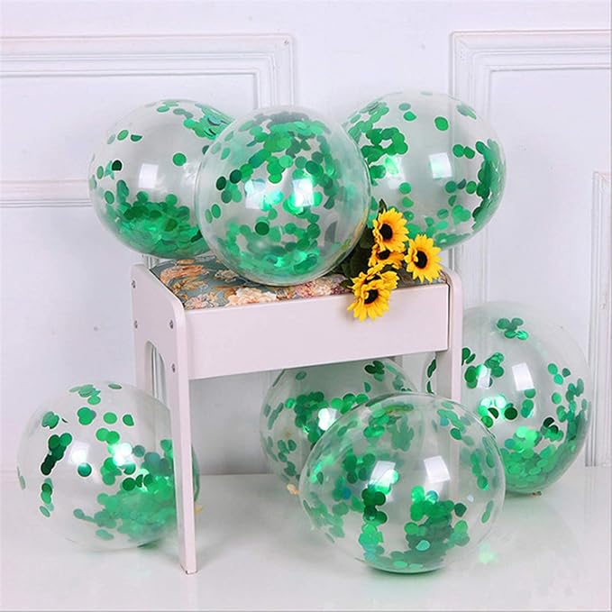 KIRIKOU Pack of 24 Pieces Confetti Balloons 12 Inch Latex Party Balloons for Party Decorations, Wedding, Engagement, Bridal, Birthday and Shower (Green)