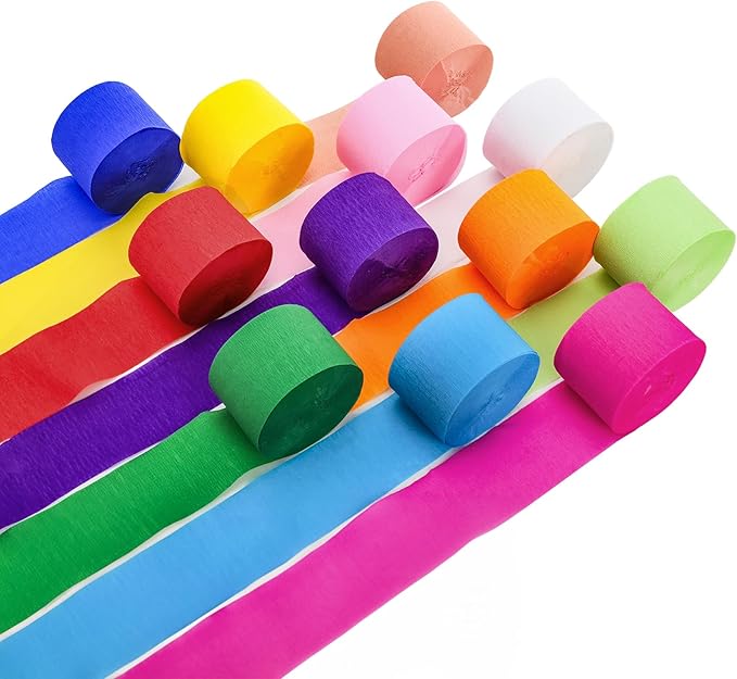 48 Rolls Crepe Paper Streamers, 3936 ft Bright Color Pastel Streamer, Crepe Paper Flower DIY Making Kit, Party Decoration for Baby Shower Wedding Birthday Gift Wrapping (1.8 Inch x 82 ft/Roll)