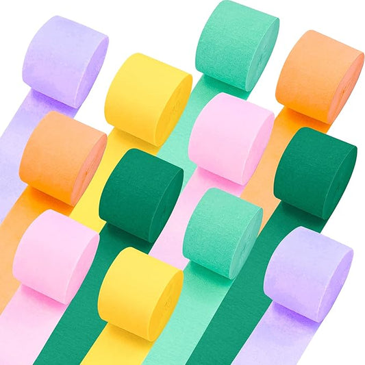 Crepe Paper Streamers, 12 Rolls Party Streamers, 6 Colors 984 Ft Streamers Party Decorations for Birthday, Wedding, Baby Shower, Holiday, DIY Crafts, Backdrop