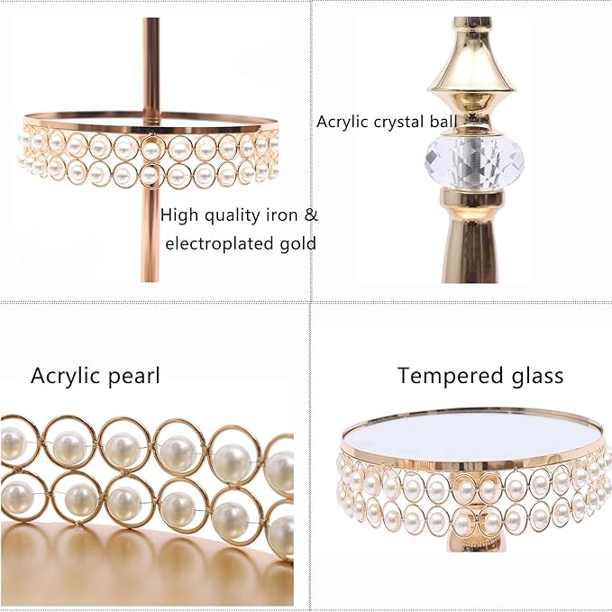 9Pcs Crystal Cake Holder Gold Cupcake Stands Plating Mirror Cake Holder Round Cupcake Stands with Luxury Crystal, Fashion Dessert Tower for Wedding Event Birthday Party Cupcake Display