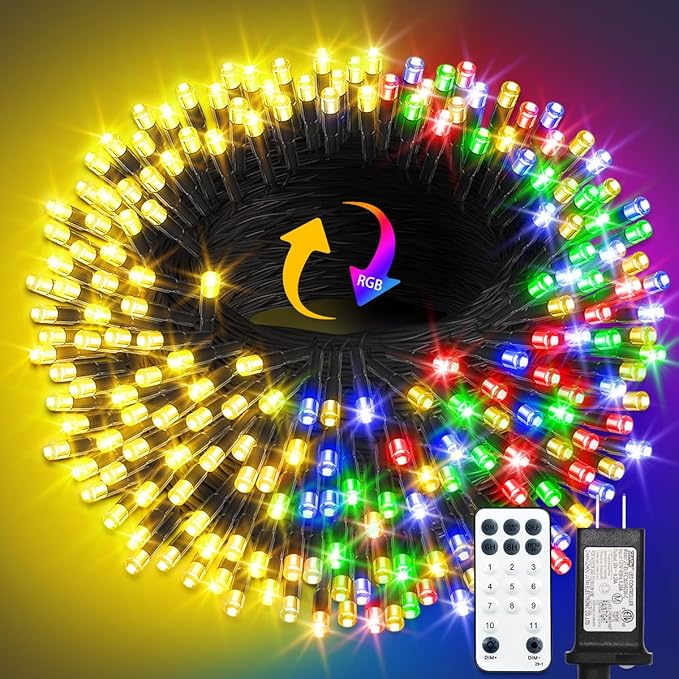 300 LED Color Changing Christmas String Lights, 100FT Warm White Multicolor Outdoor Fairy Lights with Remote, Timer, Memory, 8 Modes, Waterproof Christmas Tree Lights for Bedroom Classroom Patio Party