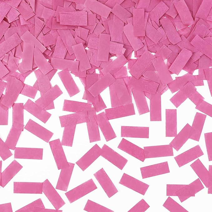 1.2LBS Confetti, Rose Pink Biodegradable Confetti - Rectangular Fluttering Tissue Paper Confetti for Gender Reveal and Launcher use – Parties, Concerts and Weddings for Events
