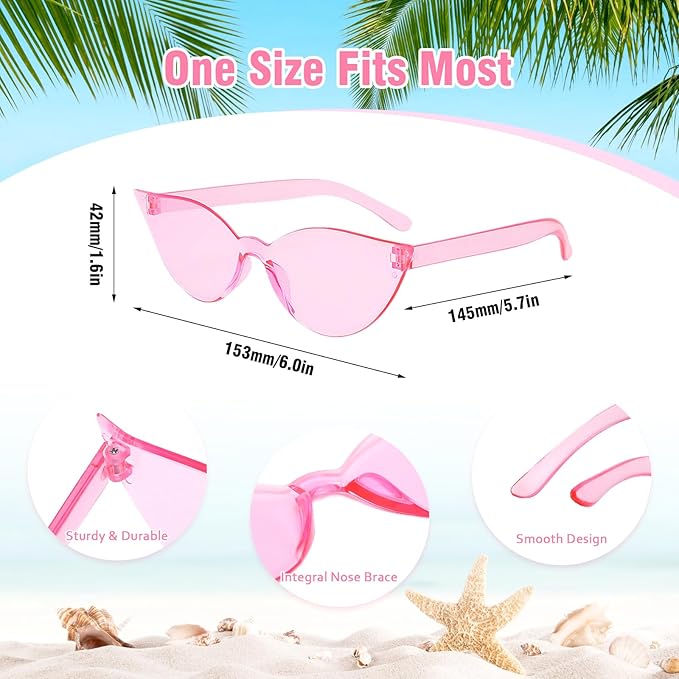 Pibupibu 36 Pcs Rimless Heart/Star/Butterfly/Flame/Cateye Party Sunglasses Bulk for Women Men, Fun Bachelor Party Glasses
