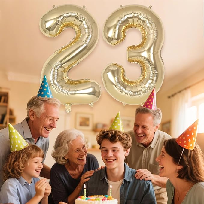 Champagne Gold Large Number 23 Balloon, 40 Inch Light Gold Foil Helium Number Balloons, Giant Mylar Number 23 Balloons for 23 Years Old Birthday Party Anniversary Decorations (Champagne Gold 23)