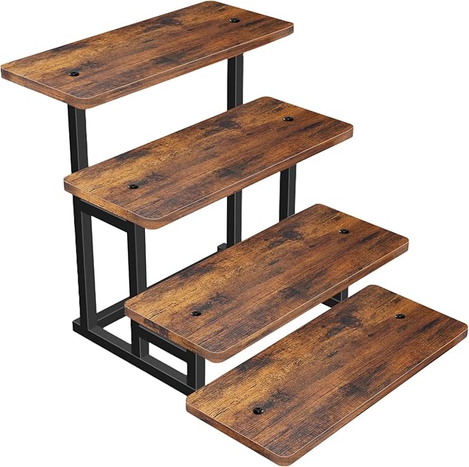Lilybud--lily Cupcake Stand for 50 Cupcakes, 4 Tier Wooden Risers Display Stands Stepped Dessert Table Display Set with Metal Frame Tiered Tray Stand Serving Trays for Party Farmers Market Display