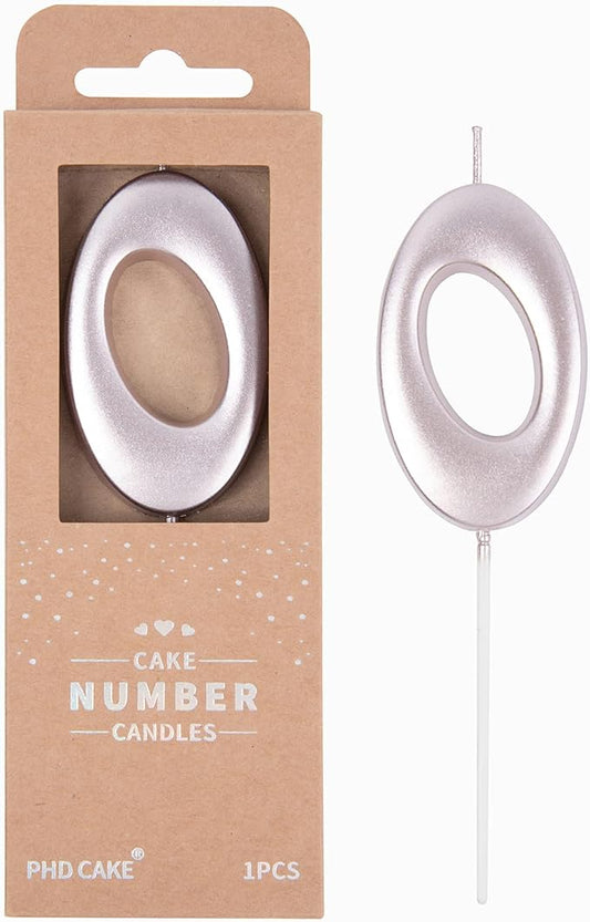PHD CAKE 2.76 Inch Elegant Rose Gold 0 Birthday Candles, Cake Number Candles for Party Celebration
