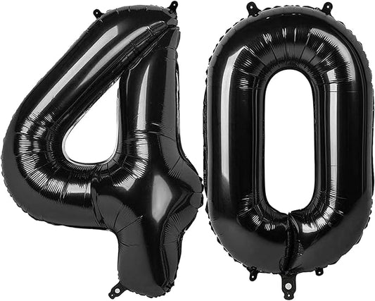 Number 40 Balloons, 40 Inch Black 40th Birthday Decoration for Women & Men, Large Foil Party Decorations for Engagement Celebration Memorial Day's Supplies
