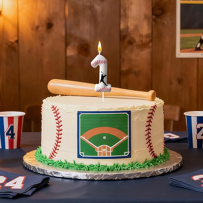 Baseball Birthday Number Candle, Number 1 Candles for Cake Topper, Ideal Birthday Parties Cake Decor, Wedding Anniversary and Other Celebrations (Candle 1)