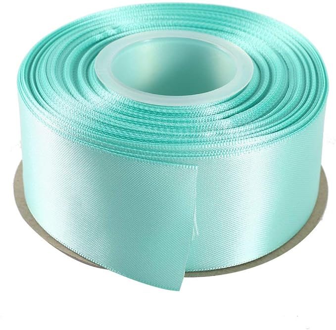 ITIsparkle 11/2" Inch Double Faced Satin Ribbon 25 Yards-Roll Set for Gift Wrapping Party Favor Hair Braids Hair Bow Baby Shower Decoration Floral Arrangement Craft Supplies, Aqua Ribbon