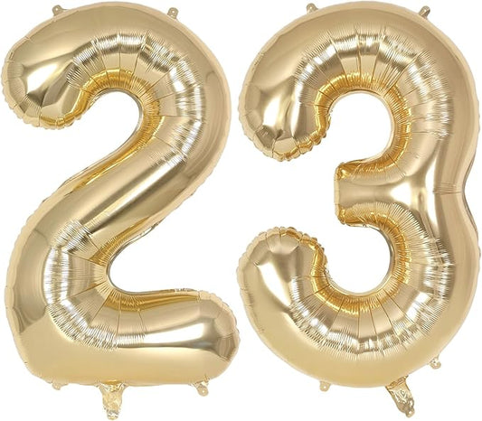 Champagne Gold Large Number 23 Balloon, 40 Inch Light Gold Foil Helium Number Balloons, Giant Mylar Number 23 Balloons for 23 Years Old Birthday Party Anniversary Decorations (Champagne Gold 23)