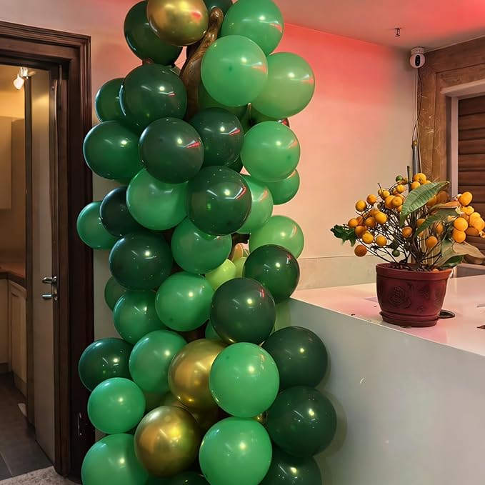 YMSZ Green Balloon Garland Arch Kit, Dark Green Lime Green Latex Balloons for St. Patrick's Day, Baby Shower, Jungle Safari Birthday Party Decorations