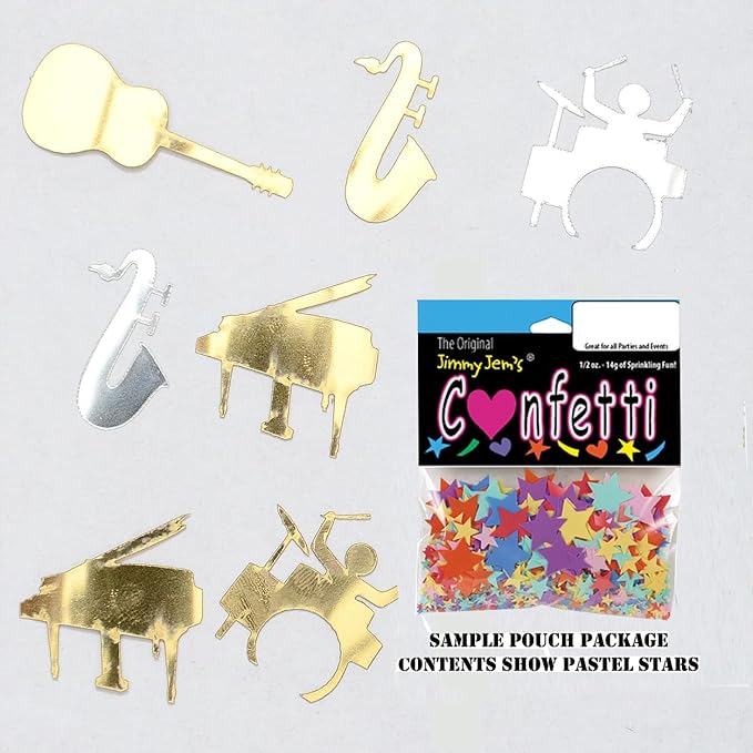 Confetti Music Instruments Silver, Gold Mix - 3 Half Oz Bags (1.5 oz) #9428