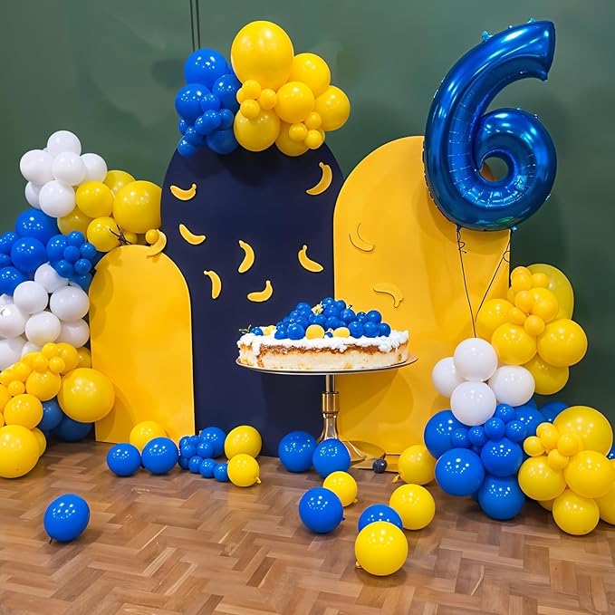 Yellow Blue White Balloon Arch Kit,Balloons Garland Kit with Star Balloons for Birthday Baby Shower Party Supplies