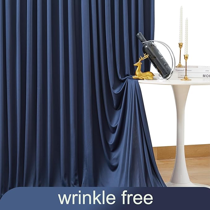 20ft x 10ft Wrinkle Free Navy Blue Wedding Backdrop Curtains for Party Bridal Shower Reception Decorations Navy Blue Fabric Curtain Backdrops Drapes for Photography Baby Shower Birthday Background