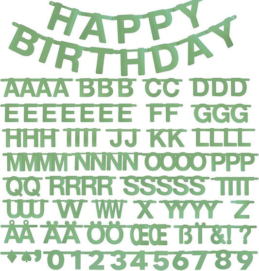 SUNBEAUTY 146 Pcs Sage Green DIY Make Your Own Banner Customizable Letters Symbols Banner For Birthday Wedding Happy New Year Baby Shower Graduation Retirement Xmas Party Decoration