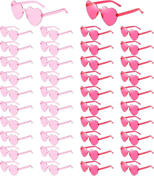 14/42 Pack Heart Sunglasses for Women, Fun Cute Rimless Transparent Candy Color Heart Glasses Party Favors