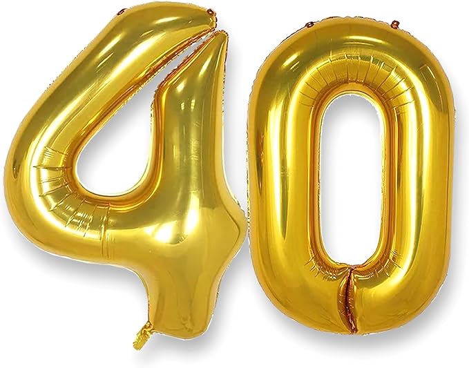 AULE 40 Inch Jumbo Gold Foil Mylar Number Balloons for Men Women 40th Birthday Party Decorations 40 Years Old Anniversary Party Supplies