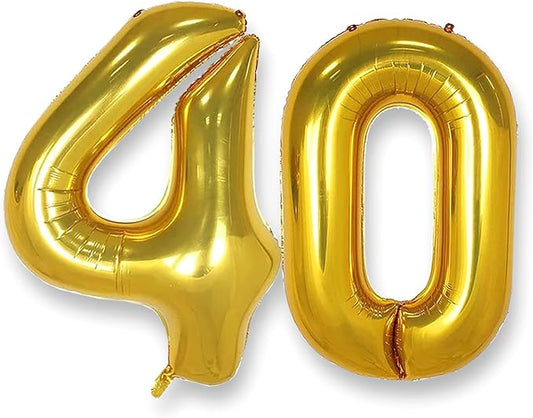 AULE 40 Inch Jumbo Gold Foil Mylar Number Balloons for Men Women 40th Birthday Party Decorations 40 Years Old Anniversary Party Supplies
