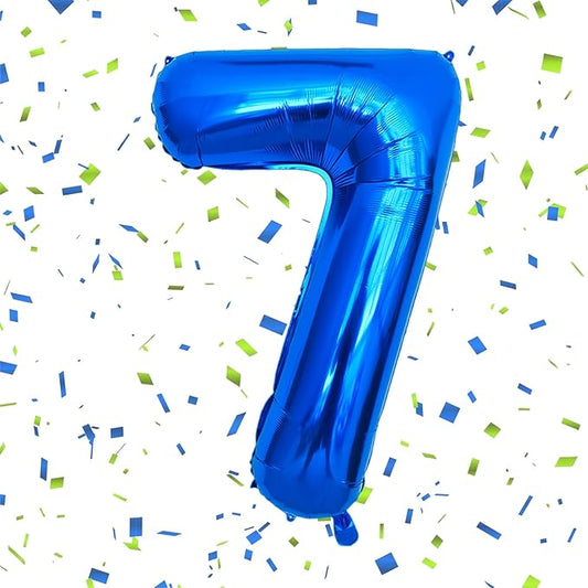 40 Inch Navy Blue 7 Balloon for 7th Birthday Party, Blue Seven Number Balloon 17 27 67 Birthday Decorations for Boys Girls Men Women, Helium Giant Foil Number 7 Balloon