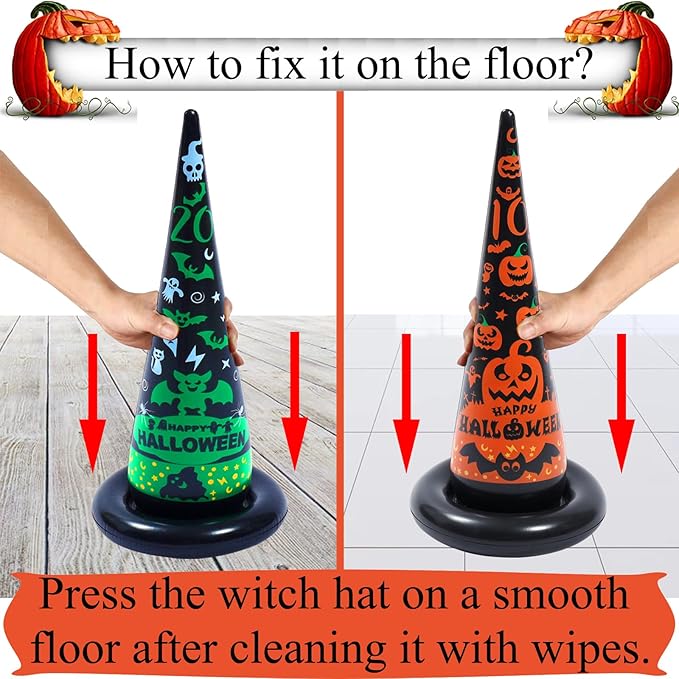 Halloween Party Games, Inflatable Witch Hat Ring Toss Games for Kids Adults Family Indoor Outdoor Toys & Decorations