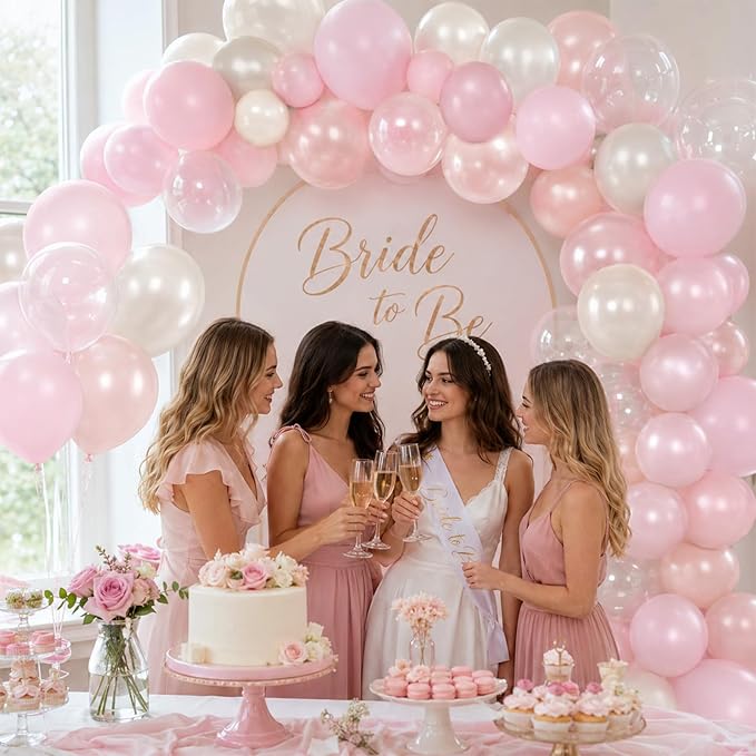 Pink Balloons, 60Pcs Pink and White Balloon, 12 Inch Latex Pastel Pink Balloons Helium for Women Girls Birthday Baby Shower Bridal Shower Gender Reveal Romantic Wedding Engagement Party Decorations