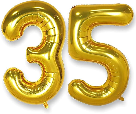 AULE 40 Inch Large 35 Balloon Numbers Gold, Big Foil Number Balloons, Giant Helium Happy 35th Birthday Party Decorations for Man and Women, Huge Mylar 53 Anniversary Party Supplies