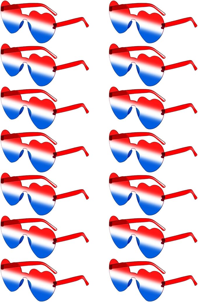 14/42 Pack Heart Sunglasses for Women, Fun Cute Rimless Transparent Candy Color Heart Glasses Party Favors