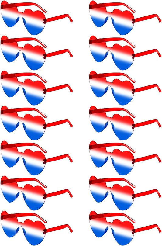 14/42 Pack Heart Sunglasses for Women, Fun Cute Rimless Transparent Candy Color Heart Glasses Party Favors