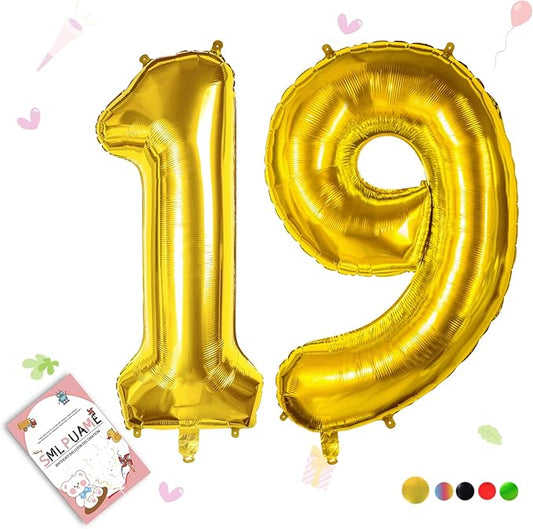 40 inch Number Balloon 0-9 Gold Large Number 19 Balloons,Digital Balloons for Birthday Party Celebration Decorations Supplies, Helium Foil Number Balloons for Wedding Anniversary