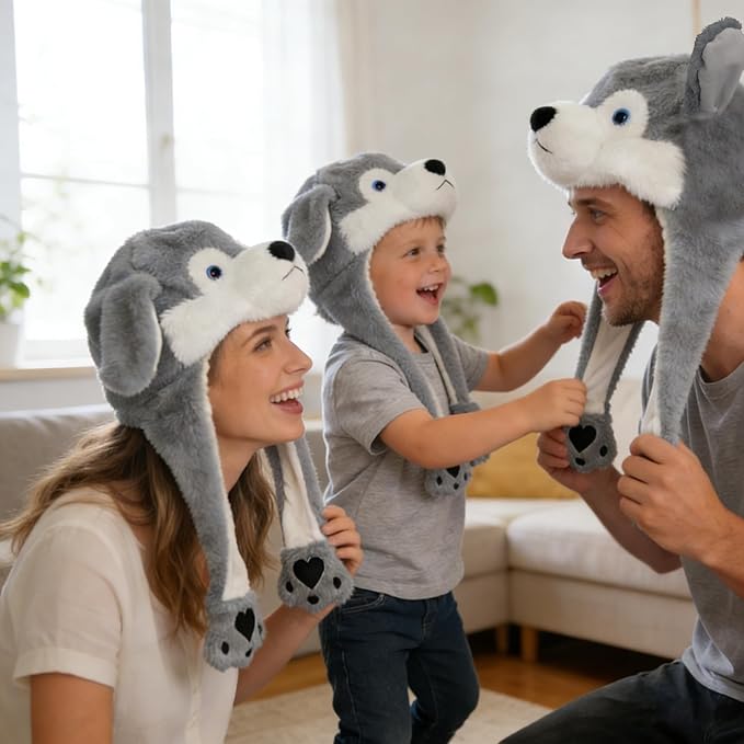 Animal Hat with Funny Plush Moving Ears,Crazy Hats for Kids Holiday Cosplay Easter Dress Up Cute Hat Kids Gift
