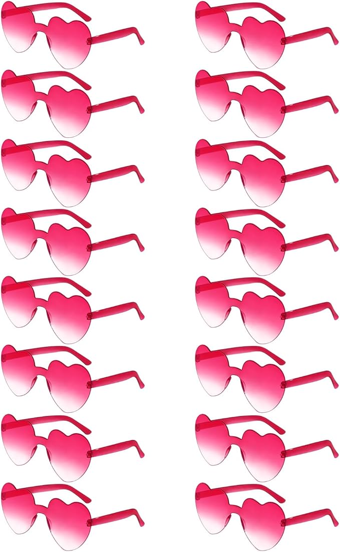 Matcheck 16 Heart Shaped Rimless Sunglasses Transparent Candy Colored Glasses Frameless Party Eyewear for Women