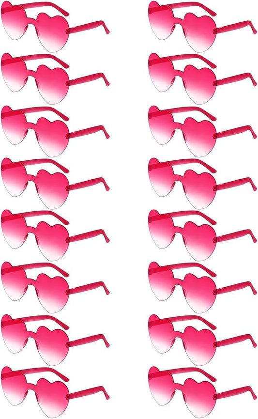 Matcheck 16 Heart Shaped Rimless Sunglasses Transparent Candy Colored Glasses Frameless Party Eyewear for Women